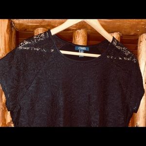 CHAPS lace black top size large